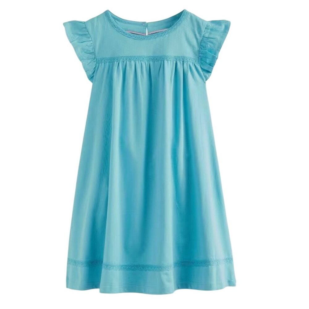 MINI BODEN A Line Flutter Sleeve Dress 3-4 Delphinium Retro Blue Jersey Toddler - Picture 9 of 9